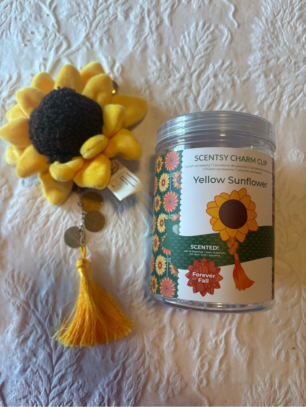 Scentsy Yellow Sunflower Charm Clip with Tassel